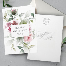 Tarjeta Festiva Elegante Rosa Floral Día de la Madre