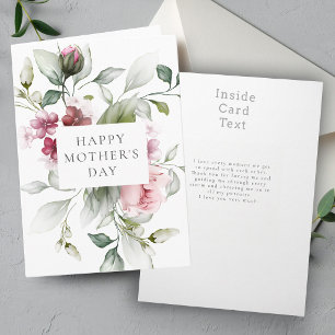 Tarjeta Festiva Elegante Rosa Floral Día de la Madre