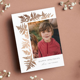 Tarjeta Festiva Elegante Rosa Gold Garland 2 Navidades de fotograf