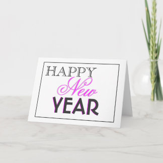 Tarjeta Festiva Elegante rosa negro "Año Nuevo"