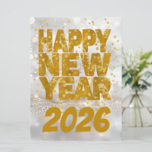 Elegante saludo de Año Nuevo en oro