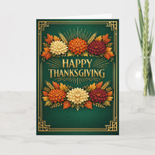 Tarjeta Festiva Elegante saludo floral de Acción de Gracias Art Dé