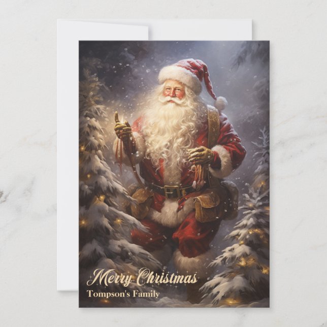 Tarjeta Festiva Elegante Santa Claus retro (Anverso)