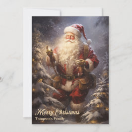 Tarjeta Festiva Elegante Santa Claus retro
