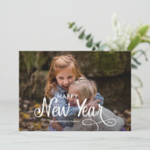 Elegante Script de 3 Fotos Feliz Año Nuevo Moderno