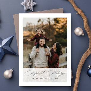 Tarjeta Festiva Elegante Script Famoso Festividades Familia Tarjet