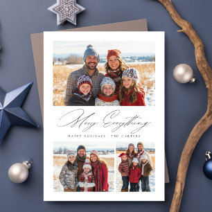 Tarjeta Festiva Elegante Script Merry Everything 3 Photo Navidades