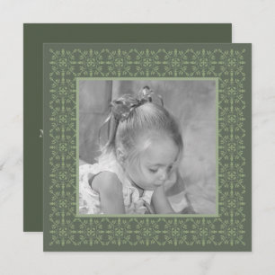 Tarjeta Festiva Elegante Sencillo Photo Winter Green Snowflake