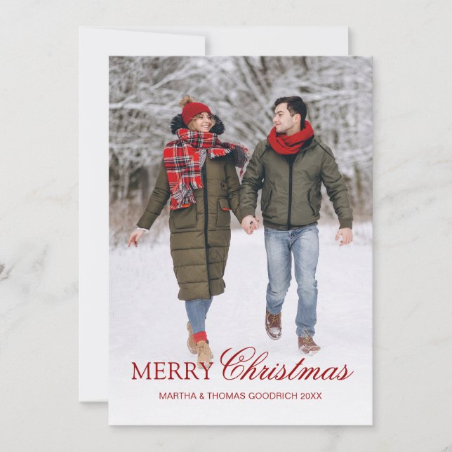 Tarjeta Festiva Elegante simple 1 Navidades de gradiente blanco fo (Anverso)