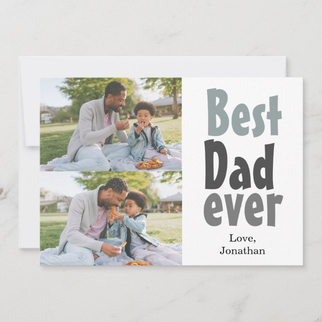 Tarjeta Festiva Elegante, simple, mejor papá, foto del día de los  (Anverso)