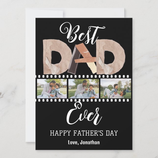 Tarjeta Festiva Elegante, simple, mejor papá, foto del día de los  (Anverso)