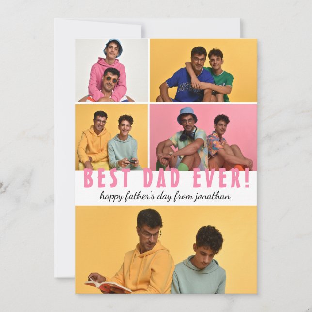 Tarjeta Festiva Elegante, simple, mejor papá, foto del día de los  (Anverso)