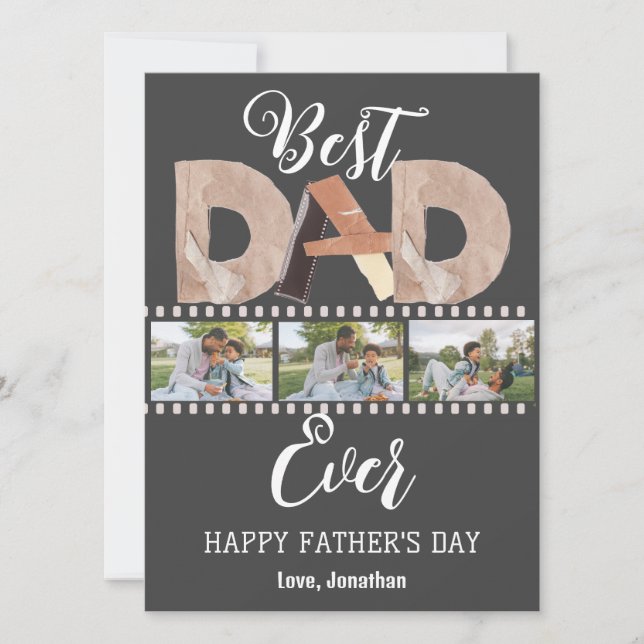 Tarjeta Festiva Elegante, simple, mejor papá, foto del día de los  (Anverso)