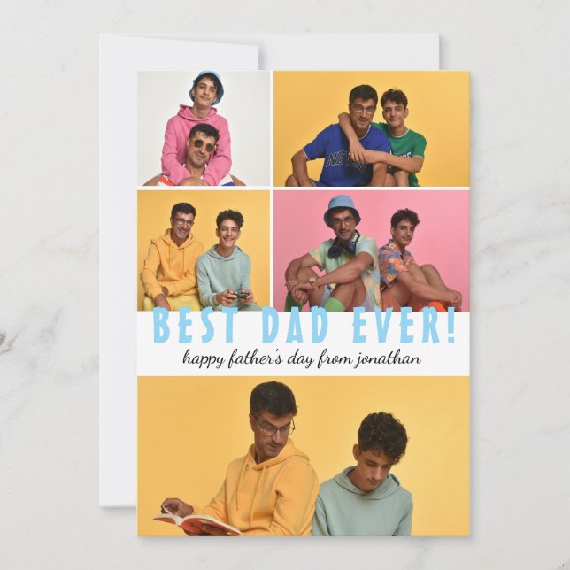 Tarjeta Festiva Elegante, simple, mejor papá, foto del día de los  (Anverso)