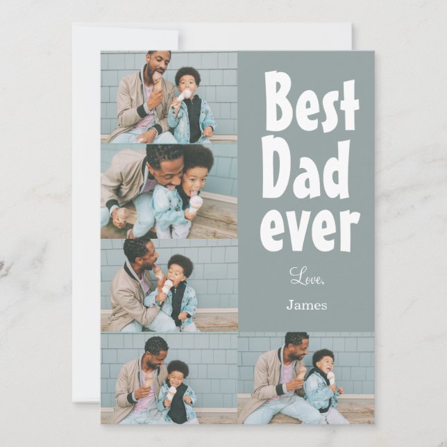Tarjeta Festiva Elegante, simple, mejor papá, foto del día de los  (Anverso)