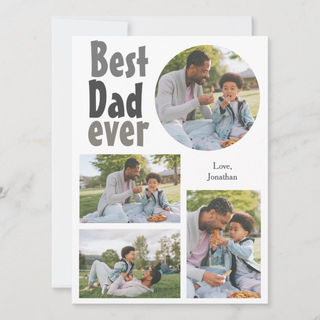 Tarjeta Festiva Elegante, simple, mejor papá, foto del día de los  (Anverso)