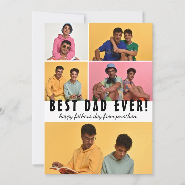Tarjeta Festiva Elegante, simple, mejor papá, foto del día de los  (Anverso)