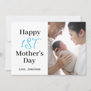 Tarjeta Festiva Elegante simple primera foto del Día de la Madre