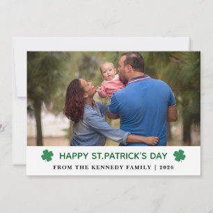 Tarjeta Festiva Elegante Simple Trébol Foto Día de San Patricio