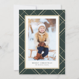 Tarjeta Festiva Elegante, simple y simple, un foto Navidades verde