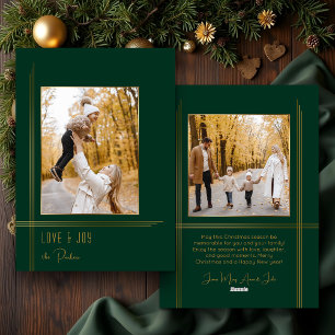 Tarjeta Festiva Elegante Sleek Green/Gold Modern Deco Style Foto