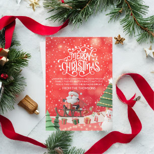 Tarjeta Festiva Elegante Sparkling Delightful Santa's Sleigh