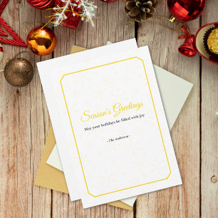 Tarjeta Festiva Elegante temporada de copos de nieve con marco dor