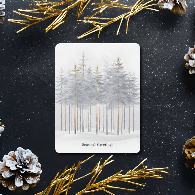 Tarjeta Festiva Elegante temporada de saludos Gold Trees Snowy Spa (Subido por el creador)