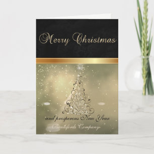 Tarjeta Festiva Elegante Tendencia Negro, Árbol de Navidad, Corpo