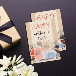 Tarjeta Festiva Elegante Terracota Pastel Watercolor Floral