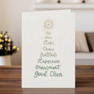 Tarjeta Festiva Elegante tipografía de guión con estilo Árbol de N