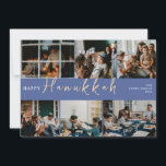 Tarjeta Festiva Elegante tipografía de Hanukkah Fotografía de la f<br><div class="desc">Elegante tipografía de Hanukkah Fotografía de la familia azul</div>