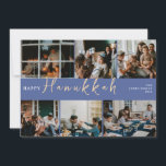 Tarjeta Festiva Elegante tipografía de Hanukkah Fotografía de la f<br><div class="desc">Elegante tipografía de Hanukkah Fotografía de la familia azul</div>