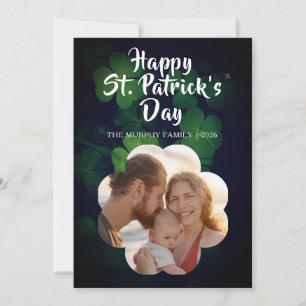 Tarjeta Festiva Elegante Trébol Afortunado Foto Día de San Patrici