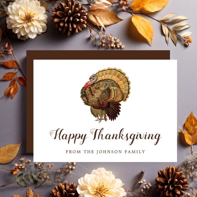 Tarjeta Festiva Elegante Turquía Feliz Día de Gracias (Elegant Turkey Happy Thanksgiving Holiday Card)