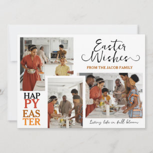 Tarjeta Festiva elegante Typography Easter family tres fotos