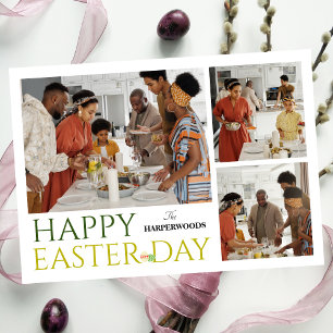 Tarjeta Festiva elegante Typography Easter family tres fotos
