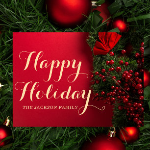 Tarjeta Festiva Elegante Typography l Red Holiday Navidades Card