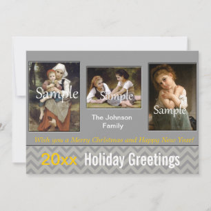 Tarjeta Festiva Elegante vacaciones de chevron gris, Navidad, Año 