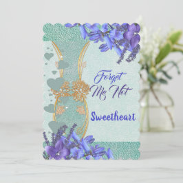 Tarjeta Festiva Elegante Vasa Floral Azul Olvídenme No San Valentí