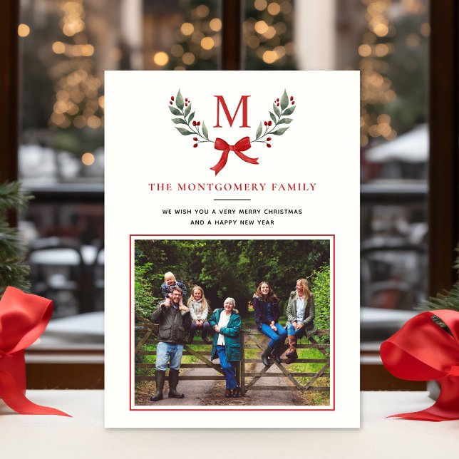 Tarjeta Festiva Elegante vegetación botánica Holly (Subido por el creador)