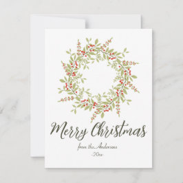 Tarjeta Festiva Elegante vegetación botánica navideña