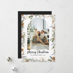 Tarjeta Festiva Elegante vegetación botánica y Navidades negros ar