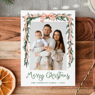 Tarjeta Festiva Elegante vegetación con rayas rojas 4 Foto