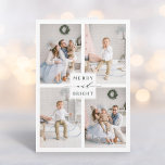 Tarjeta Festiva Elegante Verde Alegre y Brillante 4 Fotos<br><div class="desc">Tarjeta de fotos navideñas simple y elegante con texto personalizado en la parte posterior. Para una personalización más avanzada de este diseño,  haga clic en el enlace personalizar más para cambiar la fuente,  tamaño,  color,  etc.</div>