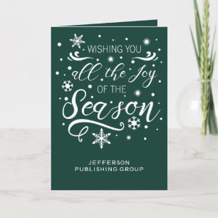 Tarjeta Festiva Elegante verde y blanco elegante vacaciones en com