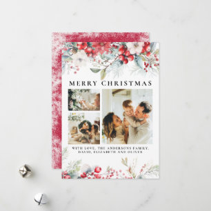 Tarjeta Festiva Elegante Vintage Navidades rojos de Berries botá