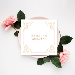 Tarjeta Festiva Elegante Vintage Ramadan White Gold Frame