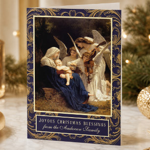 Tarjeta Festiva Elegante Virgen María Religiosa Ángeles Música