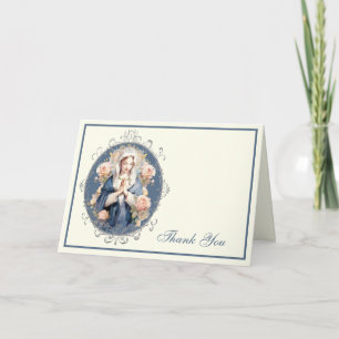 Tarjeta Festiva Elegante Virgen María Religiosa Católica Floral
